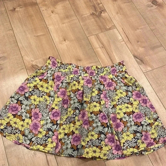 Anthropologie Leifnotes Floral Flounced Petunia Pull-On Mini Skirt Pockets Sz 4 - Picture 2 of 6